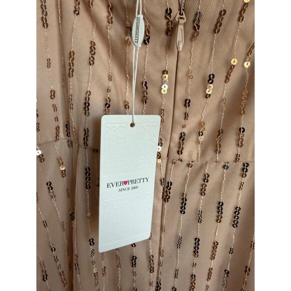 Ever-Pretty Blush Sequin Tulle Formal Dress | Size 16 | NWT Balletcore Coquette - Picture 9 of 10